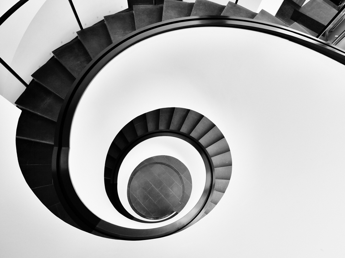black and white staircase